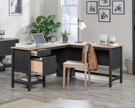 Shaker Style L-Shaped Desk Raven Oak