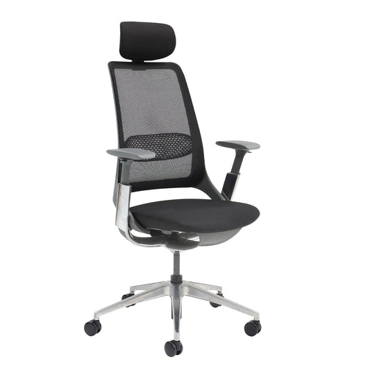 Holden Mesh Back Operator Chair With Black Fabric Seat and Headrest